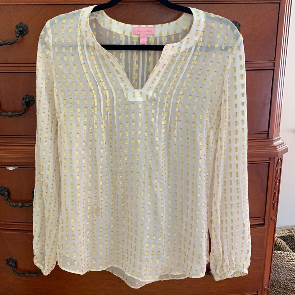 Sheer White + Gold Top